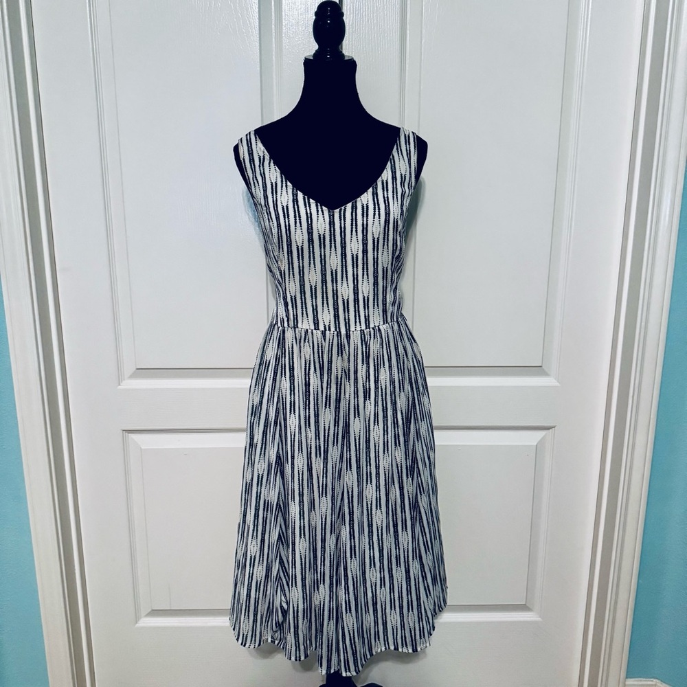 Board Room Ready Elegant Black and White Striped Dress